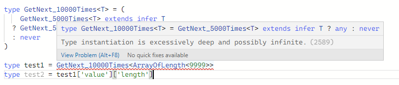 Type instantiation is excessively deep and possibly infinite.
